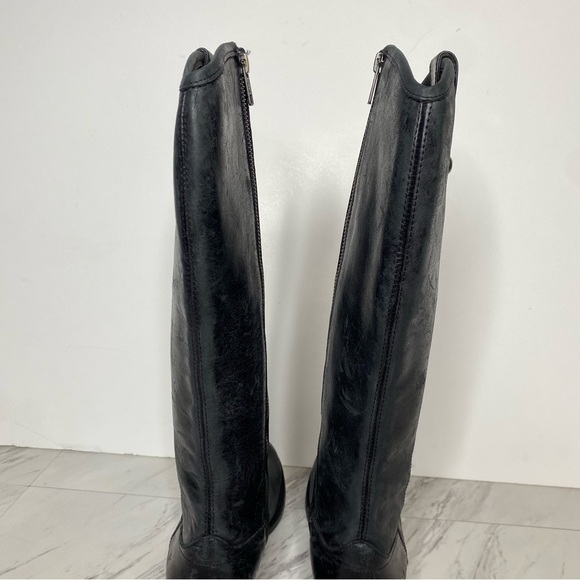 Frye Melissa Button Inside Zipper Black Leather Riding Tall Boots 6 1/2 B - Picture 5 of 16